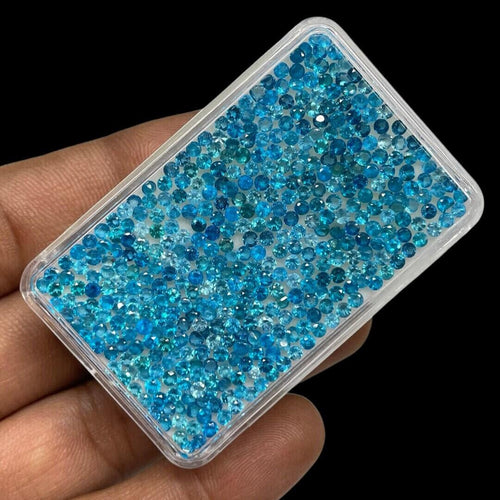 100 Pc 2mm Natural Apatite Round Cut Neon Blue Untreated Gemstones Wholesale Lot - Jalvi & Co.