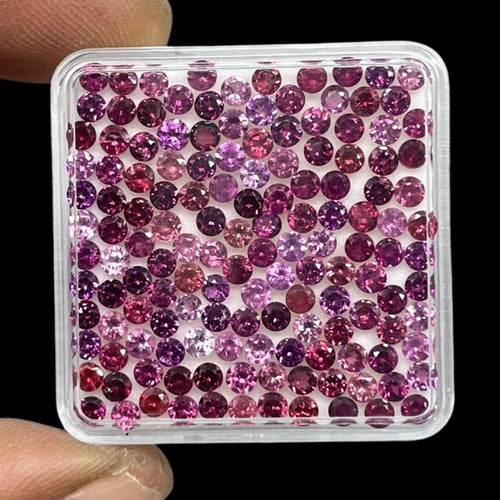100 Pcs Natural Rhodolite Garnet 2.5mm Round Cut Loose Untreated Gemstones Lot - Jalvi & Co.