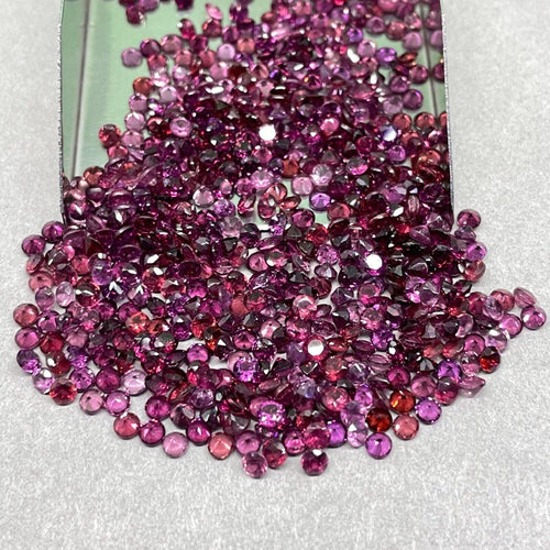100 Pcs Natural Rhodolite Garnet 2.5mm Round Cut Loose Untreated Gemstones Lot - Jalvi & Co.