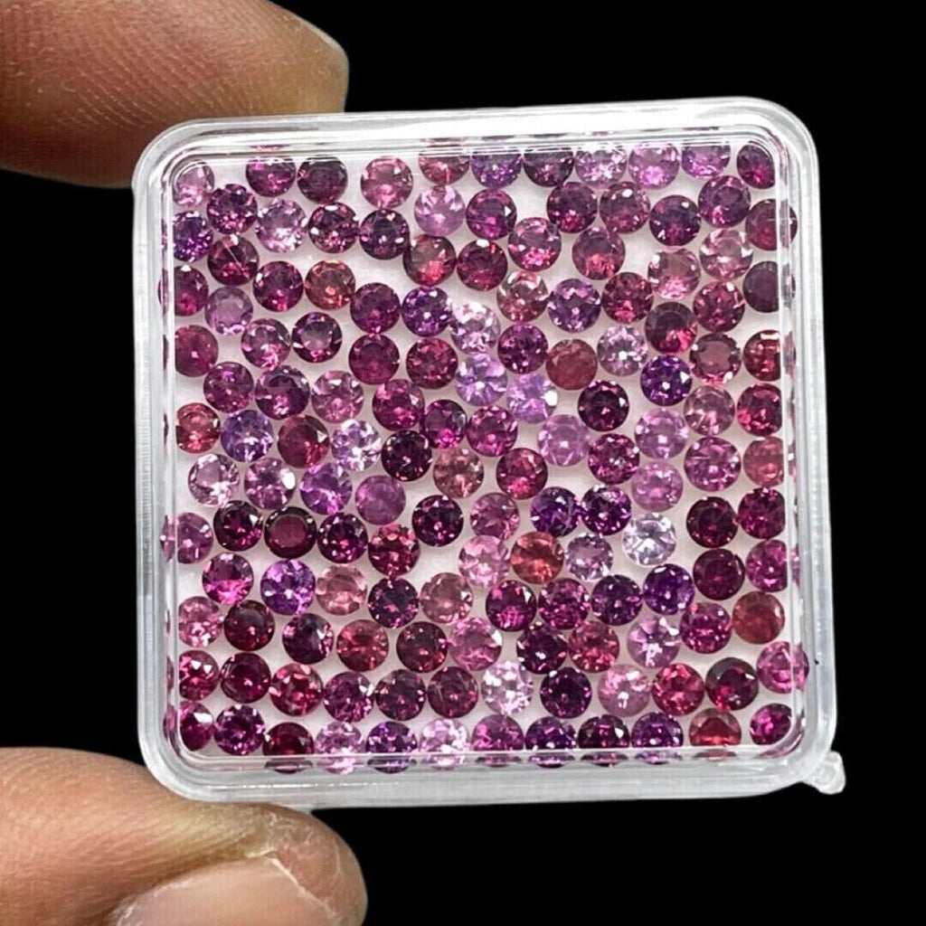 100 Pcs Natural Rhodolite Garnet 2.5mm Round Cut Loose Untreated Gemstones Lot - Jalvi & Co.