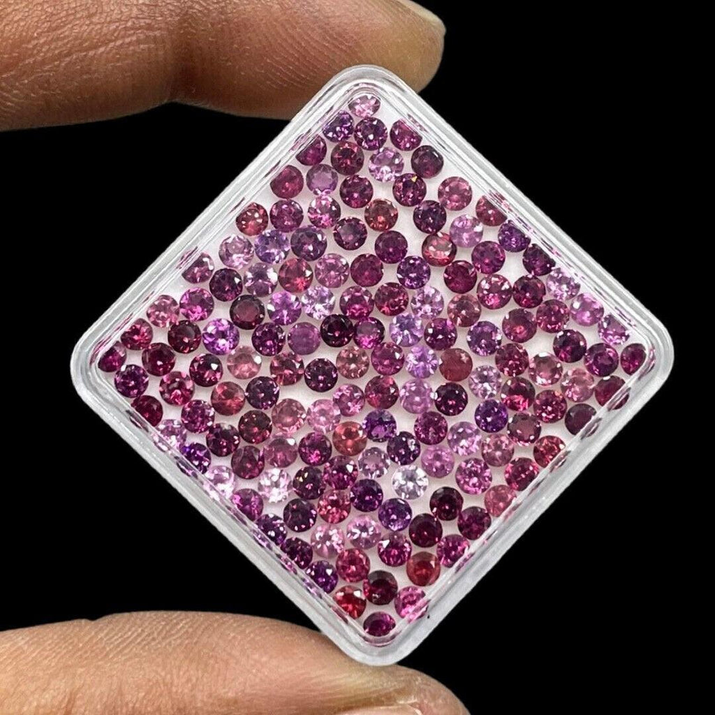 100 Pcs Natural Rhodolite Garnet 2.5mm Round Cut Loose Untreated Gemstones Lot - Jalvi & Co.