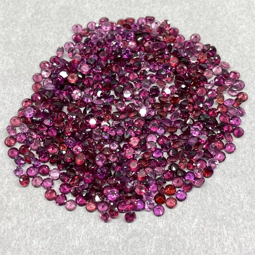 100 Pcs Natural Rhodolite Garnet 2.5mm Round Cut Loose Untreated Gemstones Lot - Jalvi & Co.