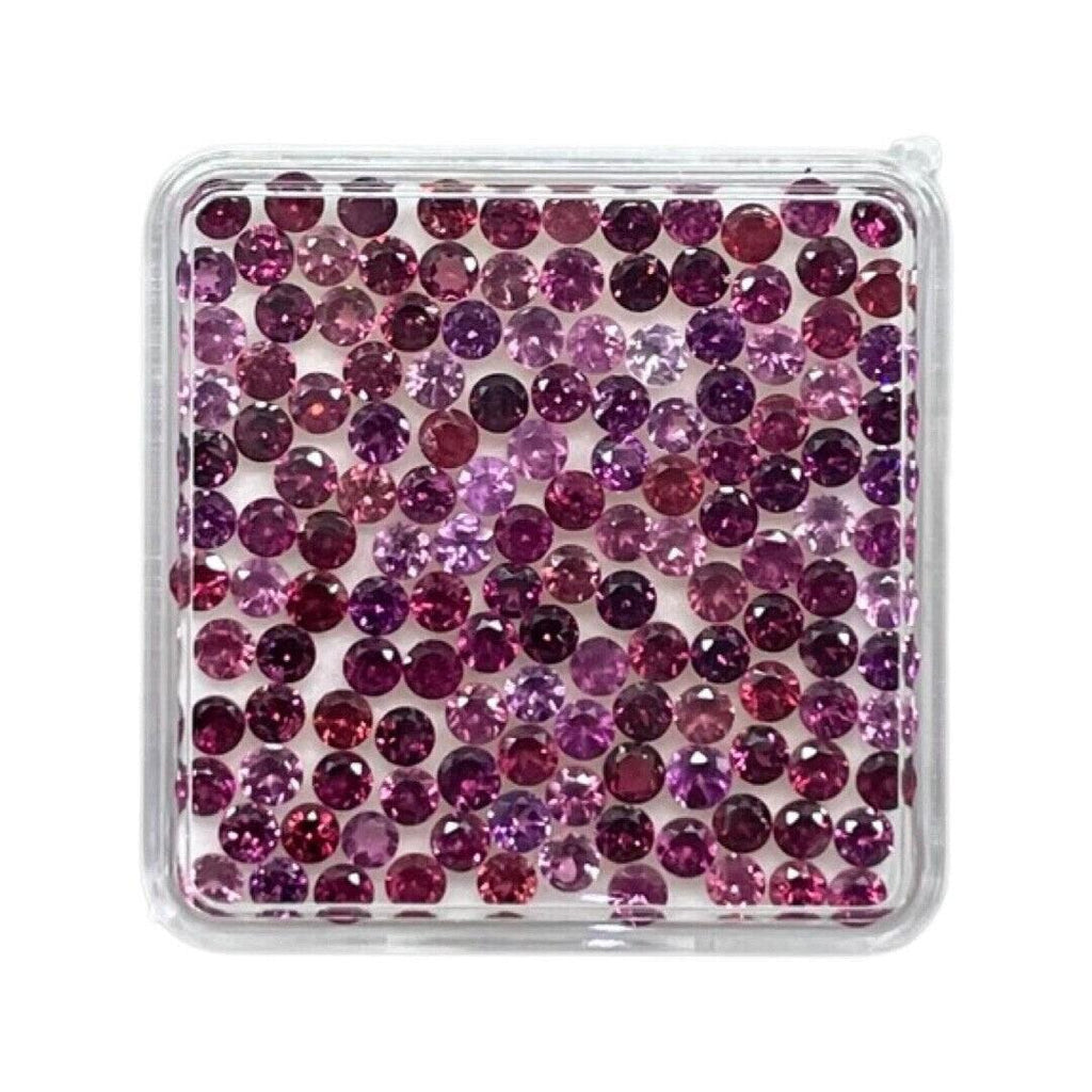 100 Pcs Natural Rhodolite Garnet 2.5mm Round Cut Loose Untreated Gemstones Lot - Jalvi & Co.