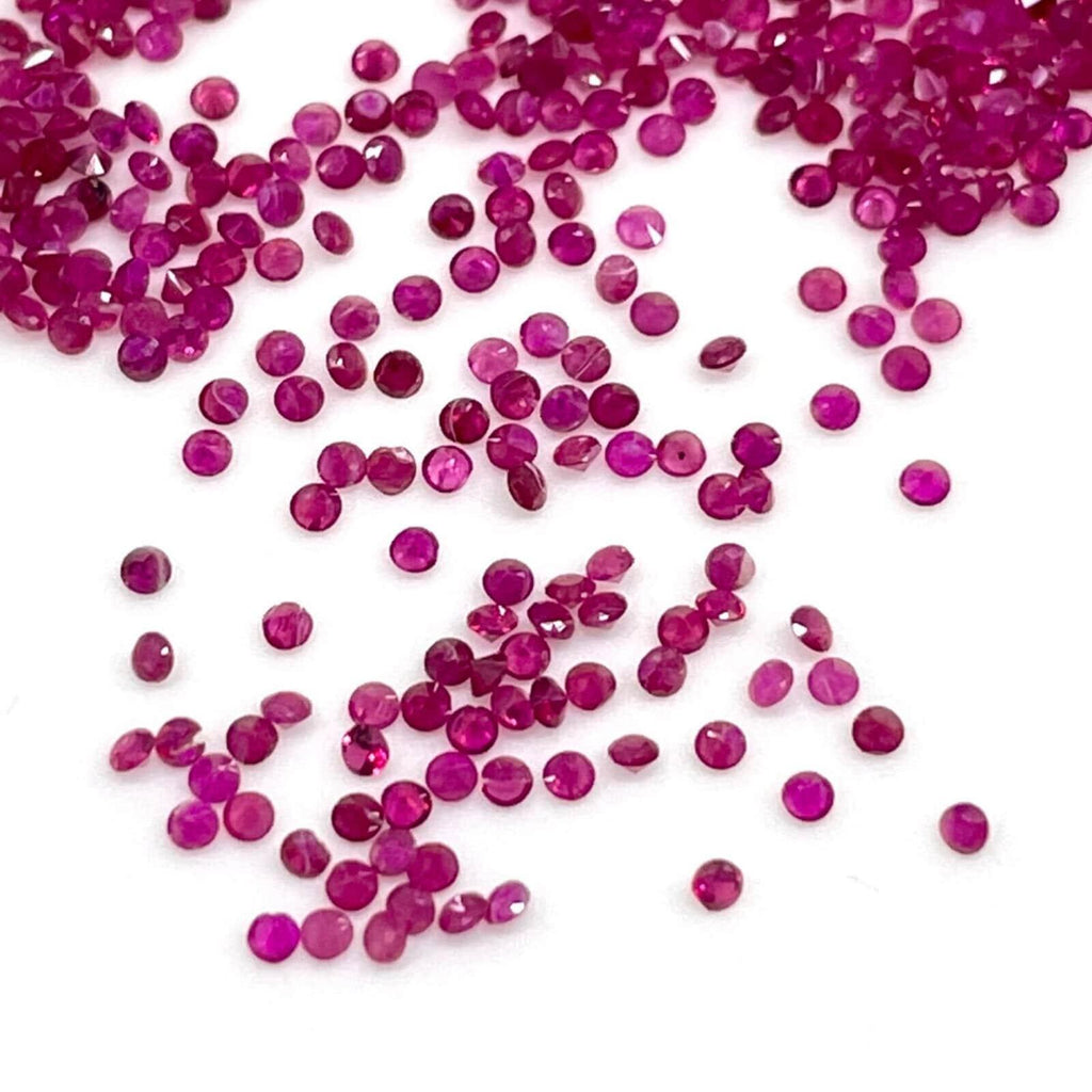 100 Pcs Natural Ruby 1mm Round Diamond Cut Loose Gemstones Wholesale Lot - Jalvi & Co.