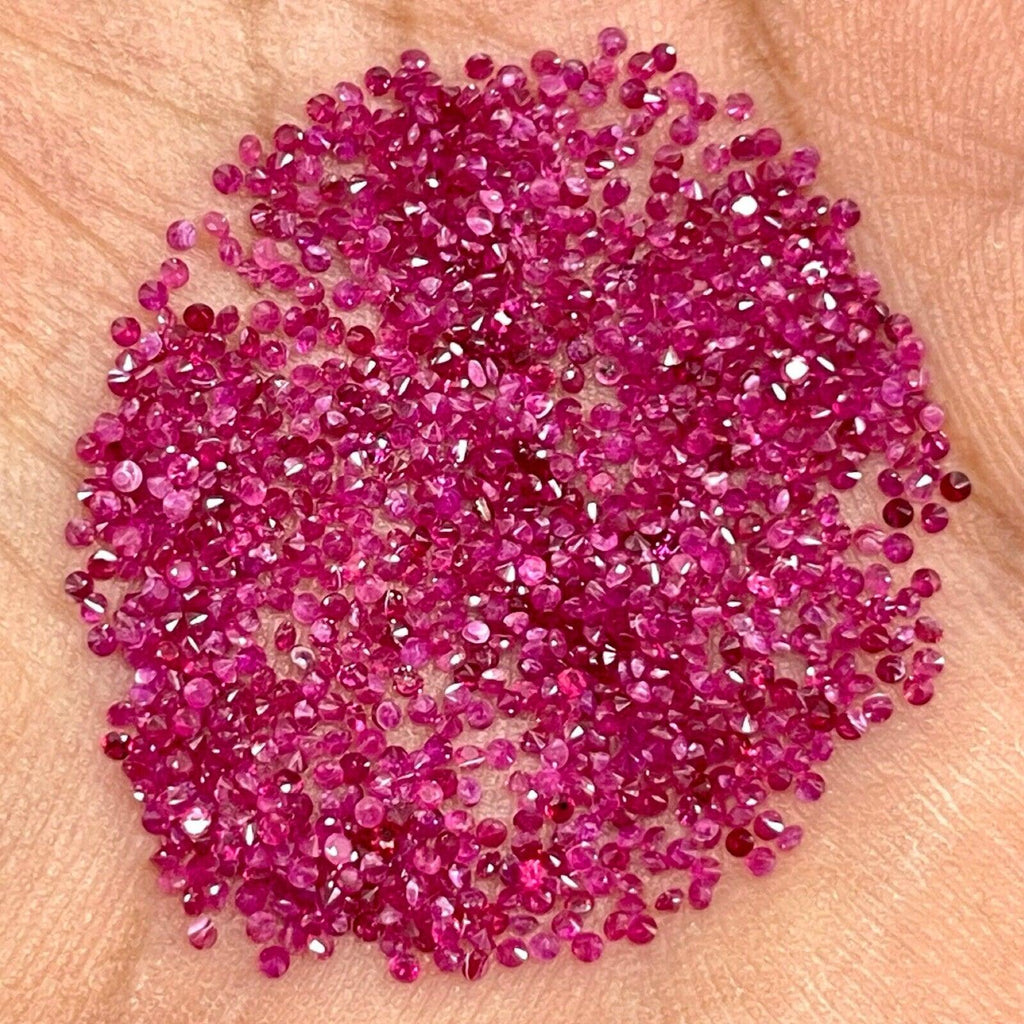 100 Pcs Natural Ruby 1mm Round Diamond Cut Loose Gemstones Wholesale Lot - Jalvi & Co.