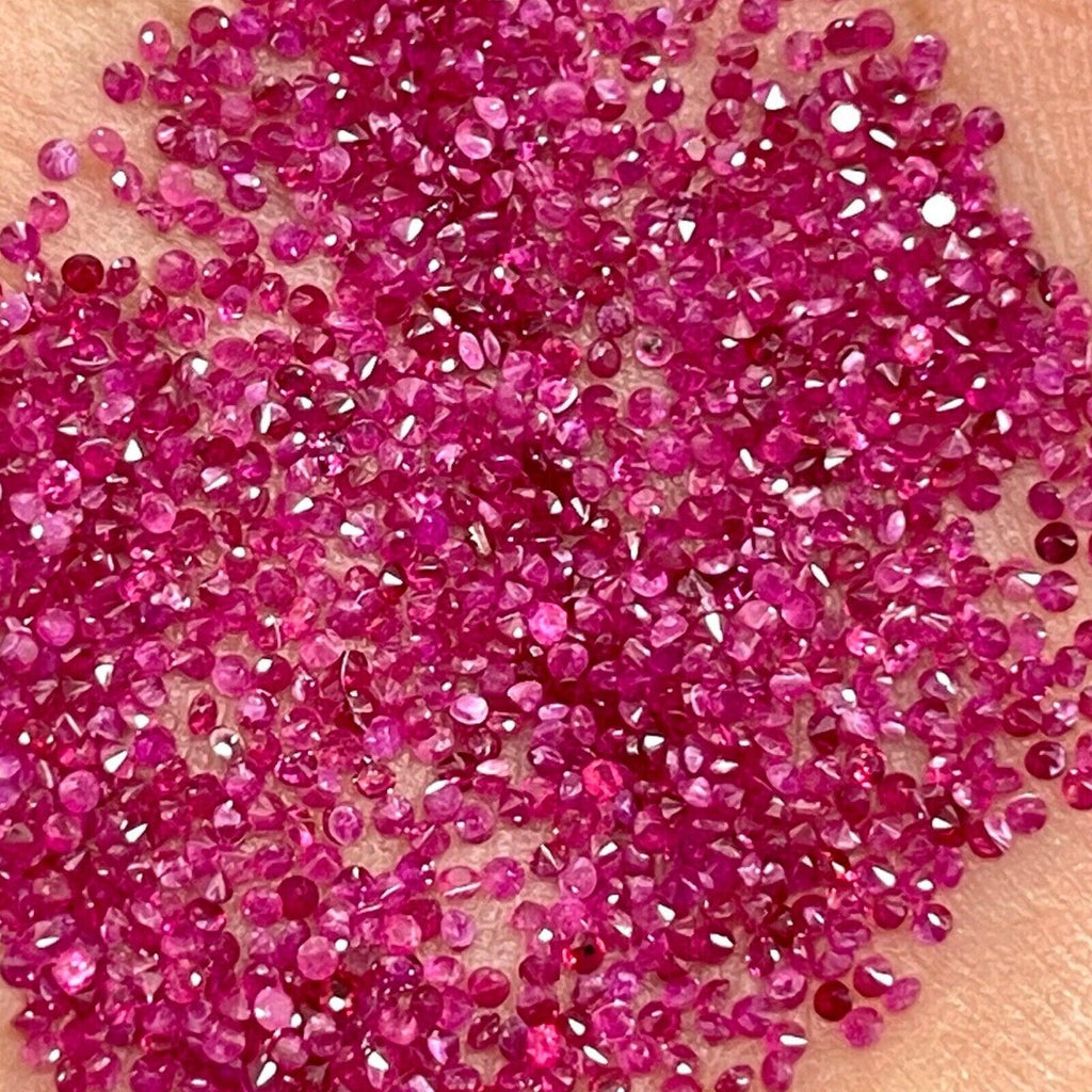 100 Pcs Natural Ruby 1mm Round Diamond Cut Loose Gemstones Wholesale Lot - Jalvi & Co.