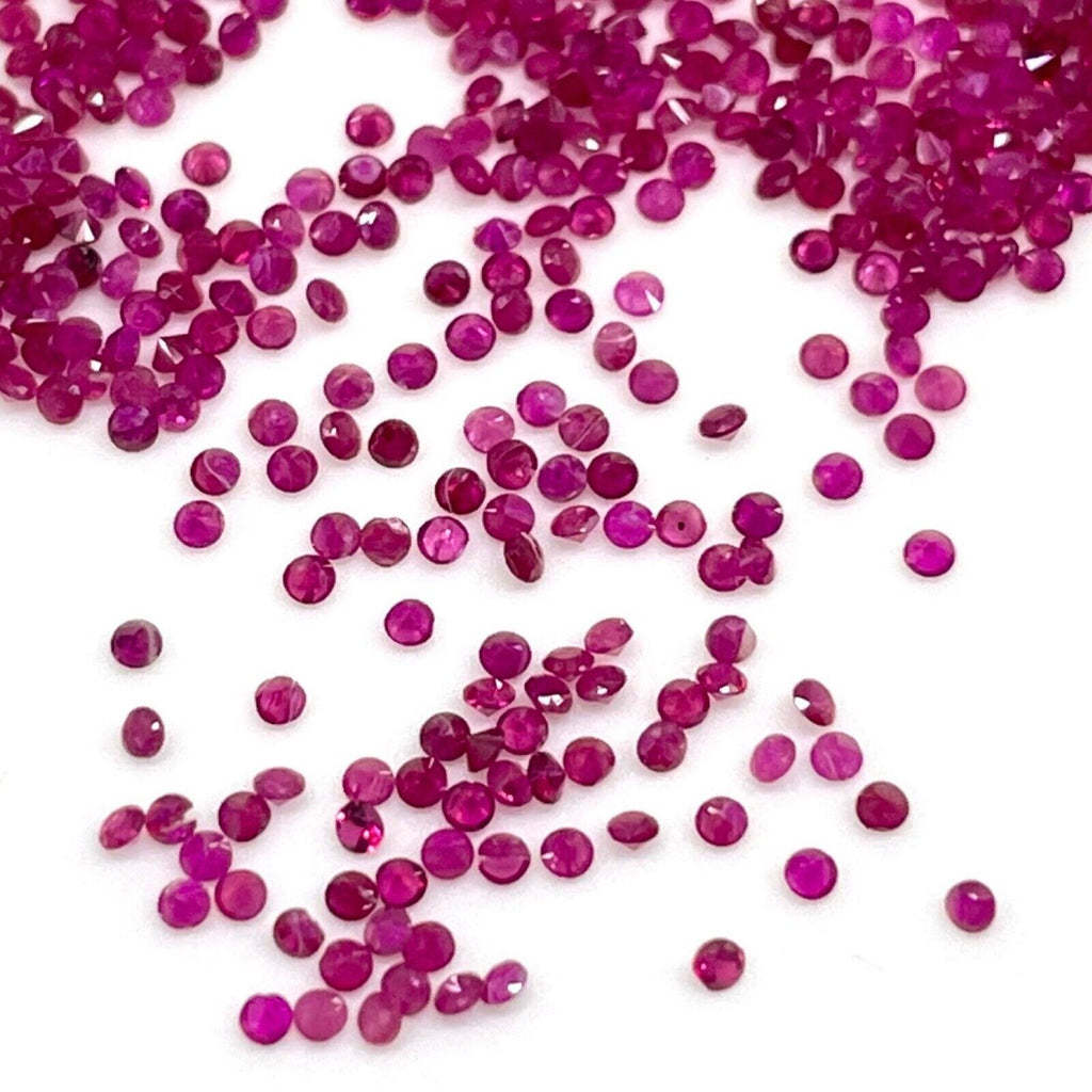 100 Pcs Natural Ruby 1mm Round Diamond Cut Loose Gemstones Wholesale Lot - Jalvi & Co.