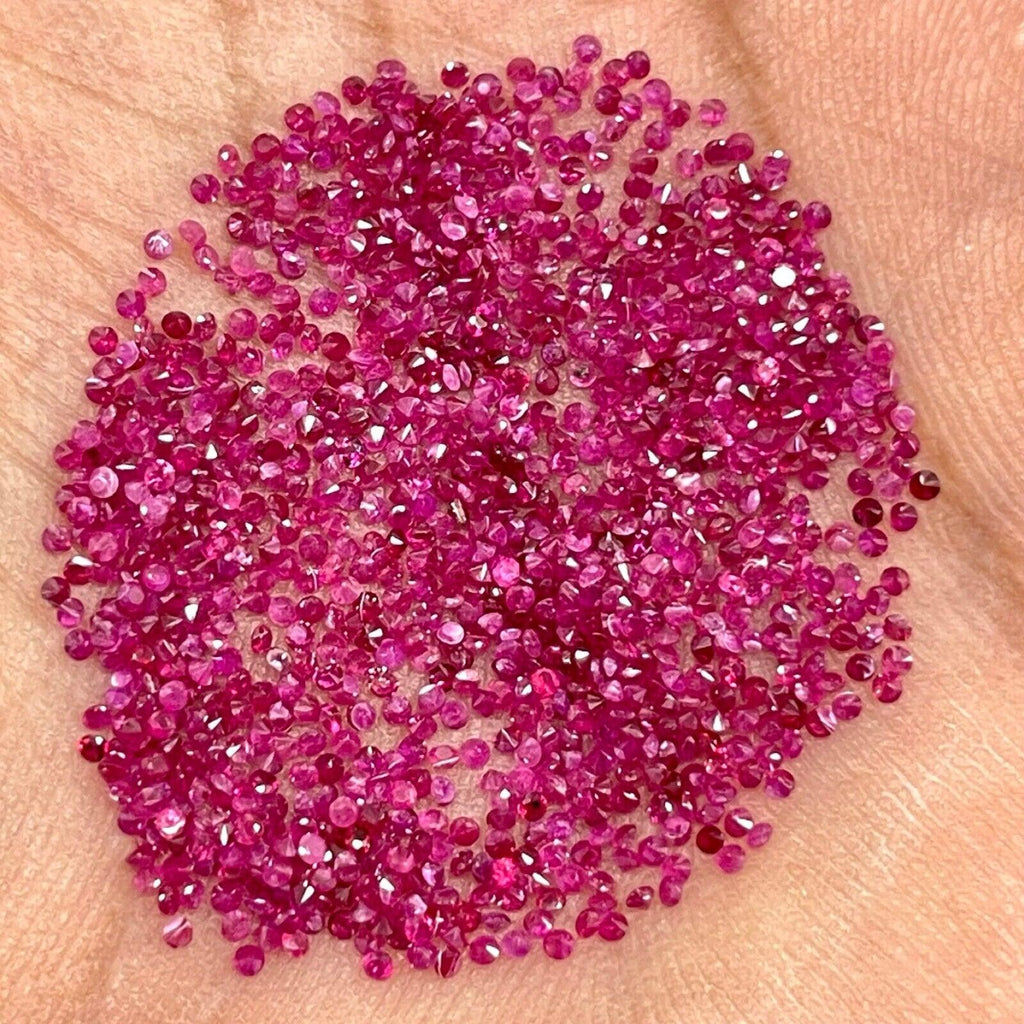 100 Pcs Natural Ruby 1mm Round Diamond Cut Loose Gemstones Wholesale Lot - Jalvi & Co.