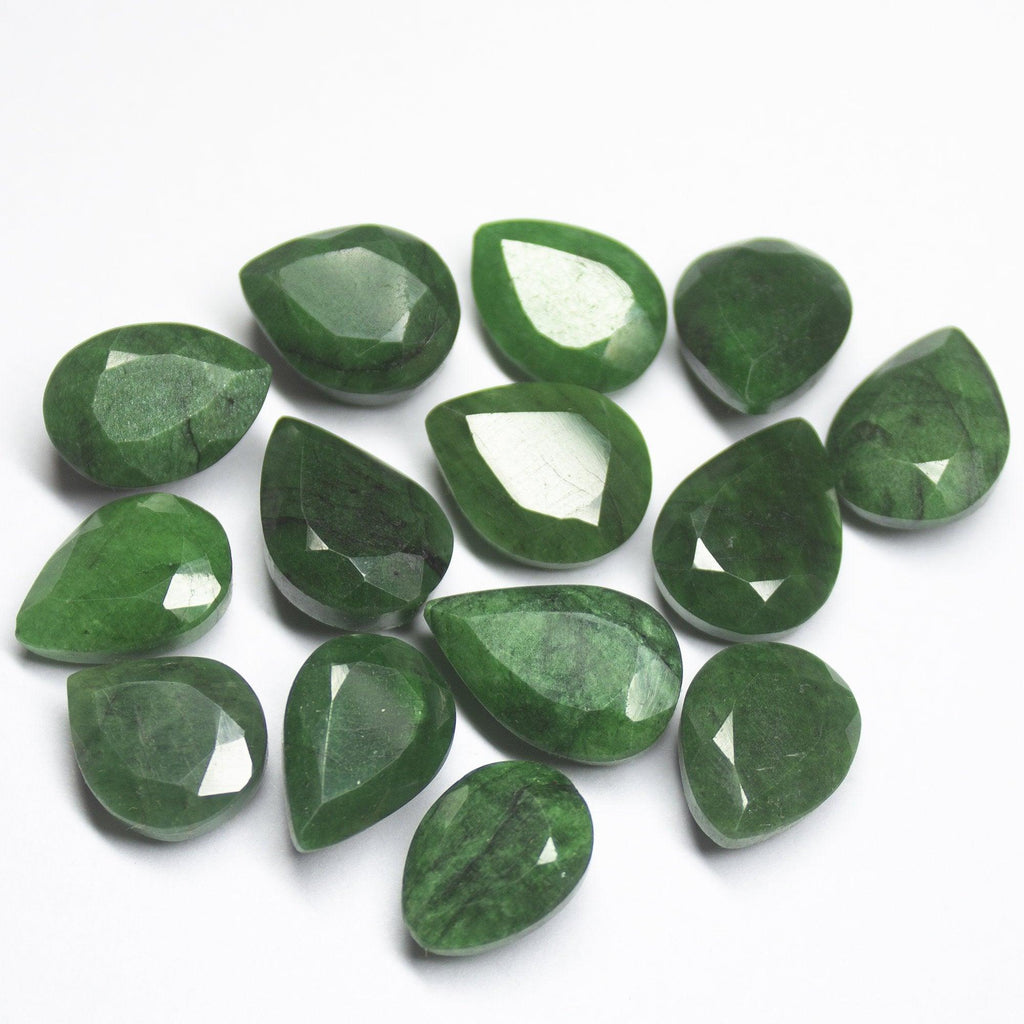 100cts Natural Green Emerald Pear Cut Loose Gemstone Wholesale Lot 14-18mm 10pc - Jalvi & Co.