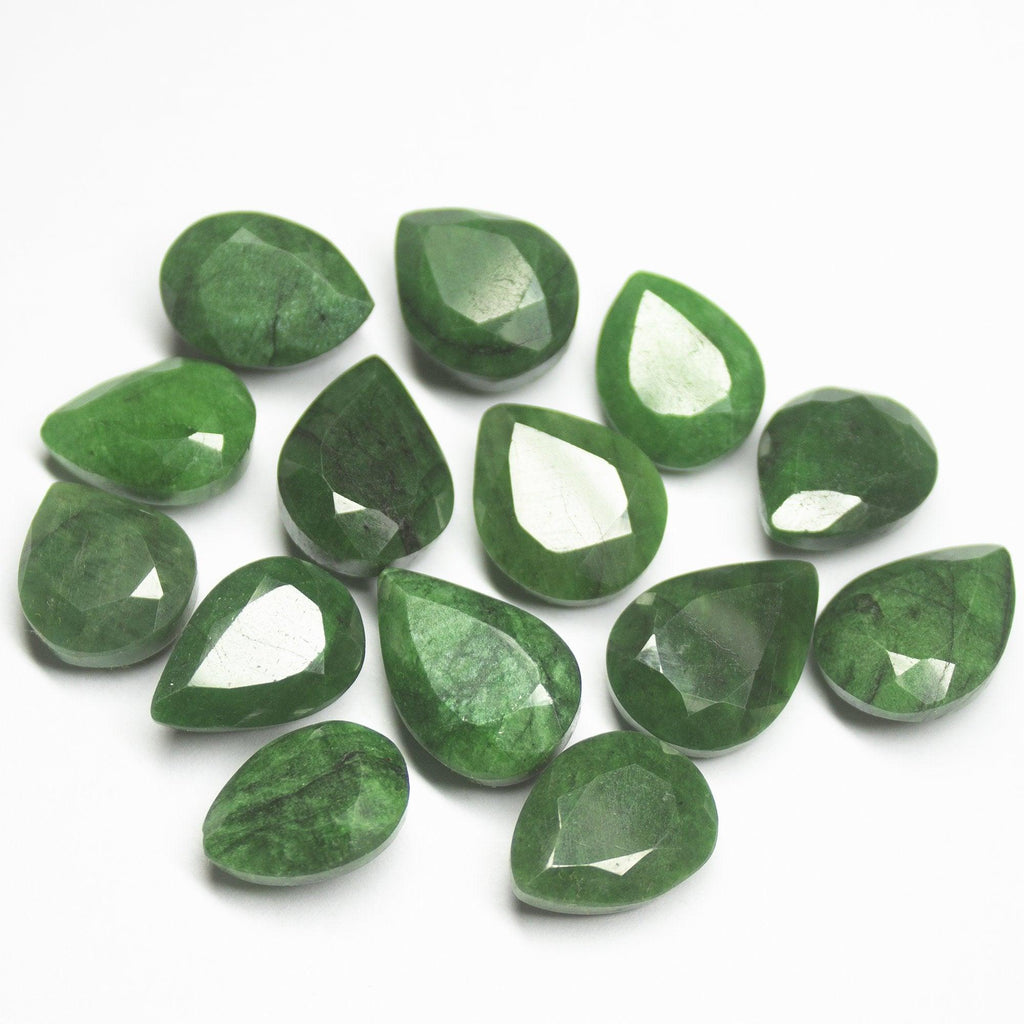 100cts Natural Green Emerald Pear Cut Loose Gemstone Wholesale Lot 14-18mm 10pc - Jalvi & Co.