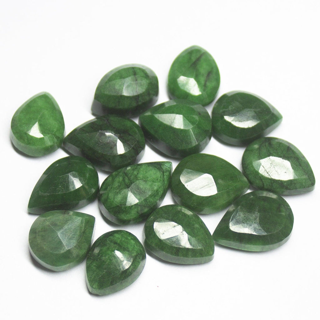 100cts Natural Green Emerald Pear Cut Loose Gemstone Wholesale Lot 14-18mm 10pc - Jalvi & Co.