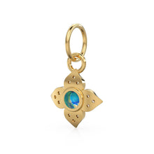 Load image into Gallery viewer, 10MM 14K solid Yellow Gold Diamond Moonstone 4 petal Flower Quatrefoil Charm Necklace Pendant - Jalvi &amp; Co.