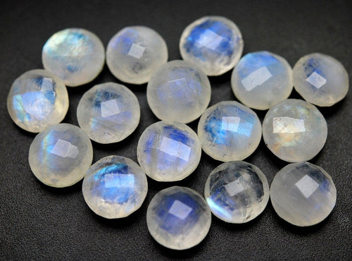 10mm 4 Pieces,Rainbow Moonstone Faceted Coins Shape Loose Gemstone Calibrated Size - Jalvi & Co.
