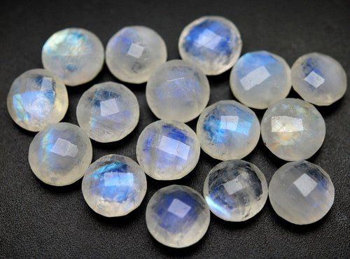 10mm 4 Pieces,Rainbow Moonstone Faceted Coins Shape Loose Gemstone Calibrated Size - Jalvi & Co.