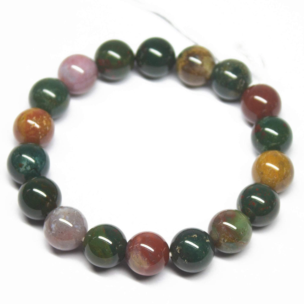 10mm, Natural Bloodstone AA Grade Plain Round Sphere Beaded Bracelet - Jalvi & Co.