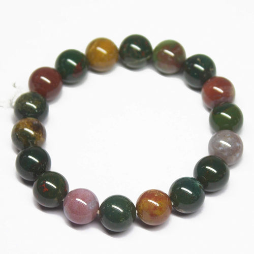 10mm, Natural Bloodstone AA Grade Plain Round Sphere Beaded Bracelet - Jalvi & Co.