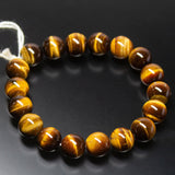 10mm, Natural Tiger's Eye AAA Grade Plain Round Sphere Beaded Bracelet