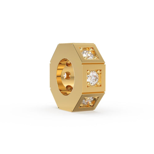 10mm Octagon Diamond Eternity Wheel 14k Solid Gold Rondelle Spacer Finding Bead, Diamond Spacer, Diamond Finding, Solid Gold Bead - Jalvi & Co.