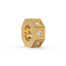 Load image into Gallery viewer, 10mm Octagon Diamond Eternity Wheel 14k Solid Gold Rondelle Spacer Finding Bead, Diamond Spacer, Diamond Finding, Solid Gold Bead - Jalvi &amp; Co.