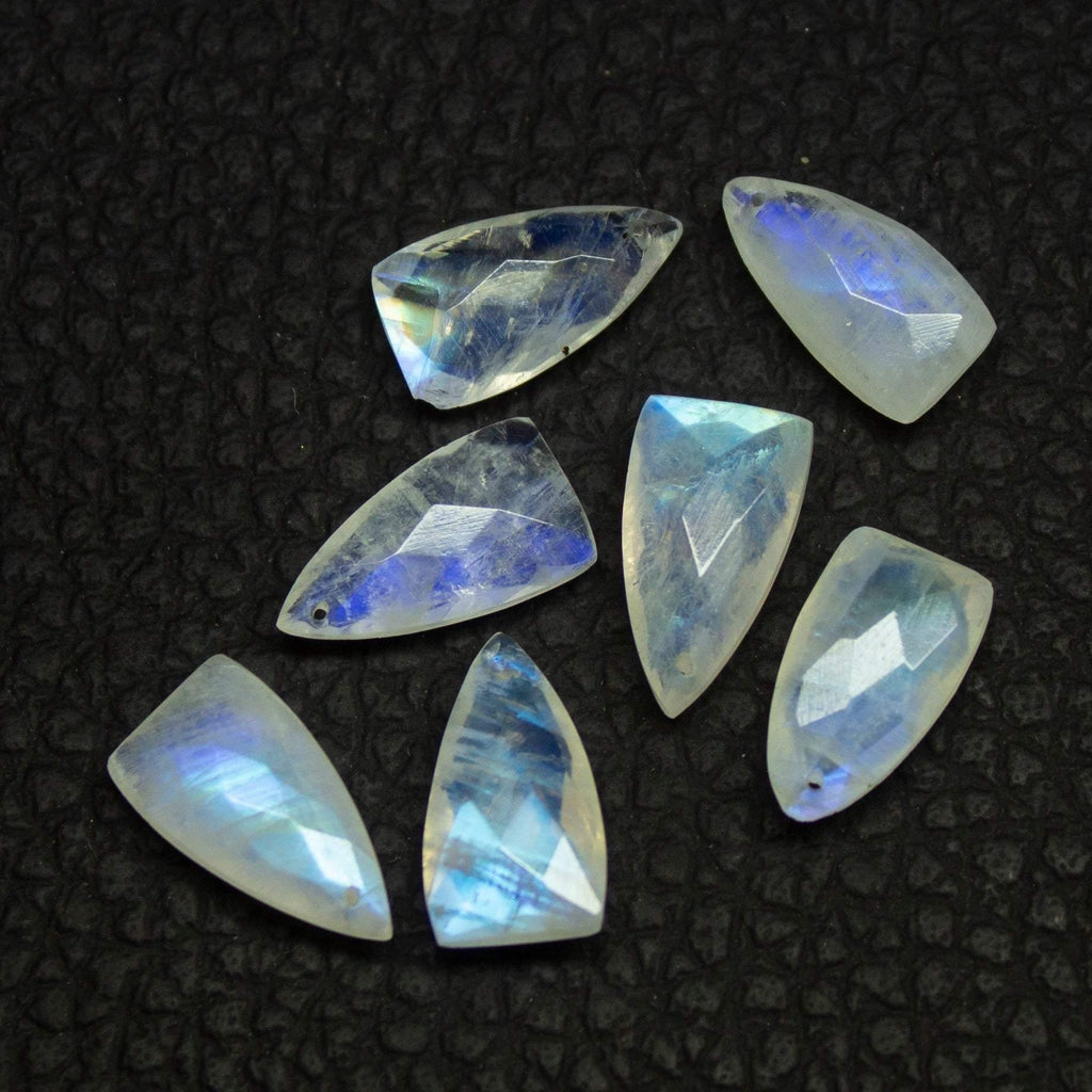 10pc, 10x7mm, Blue Rainbow Moonstone Faceted Pyramid Shape Briolettes, Moonstone Pair, Moonstone - Jalvi & Co.