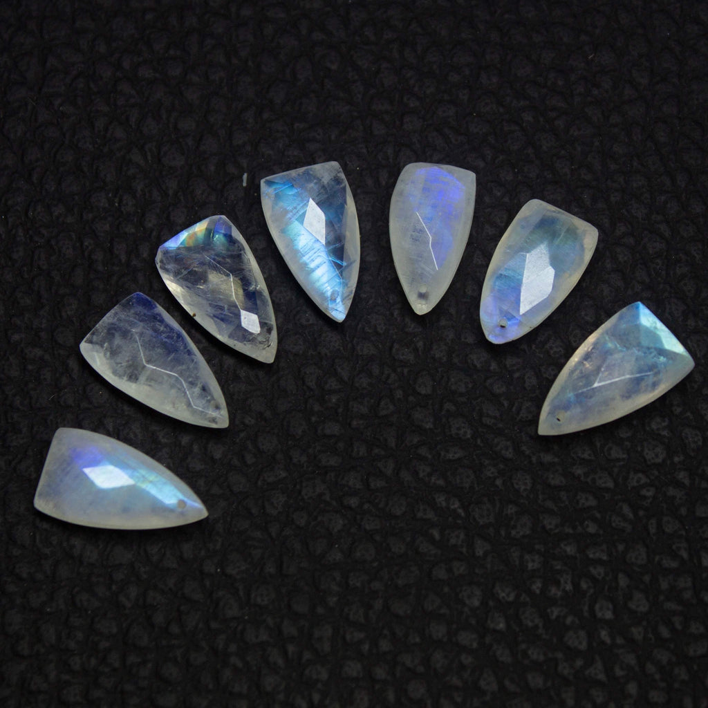 10pc, 10x7mm, Blue Rainbow Moonstone Faceted Pyramid Shape Briolettes, Moonstone Pair, Moonstone - Jalvi & Co.