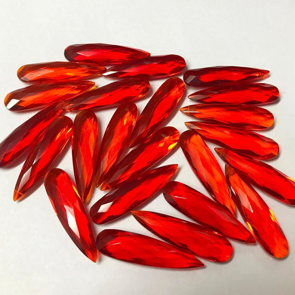 10pc 30x8mm Fire Mexican Opal Quartz Pear Long Drops Briolette Loose Beads - Jalvi & Co.