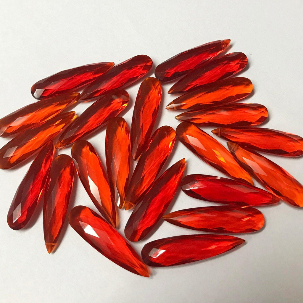 10pc 30x8mm Fire Mexican Opal Quartz Pear Long Drops Briolette Loose Beads - Jalvi & Co.