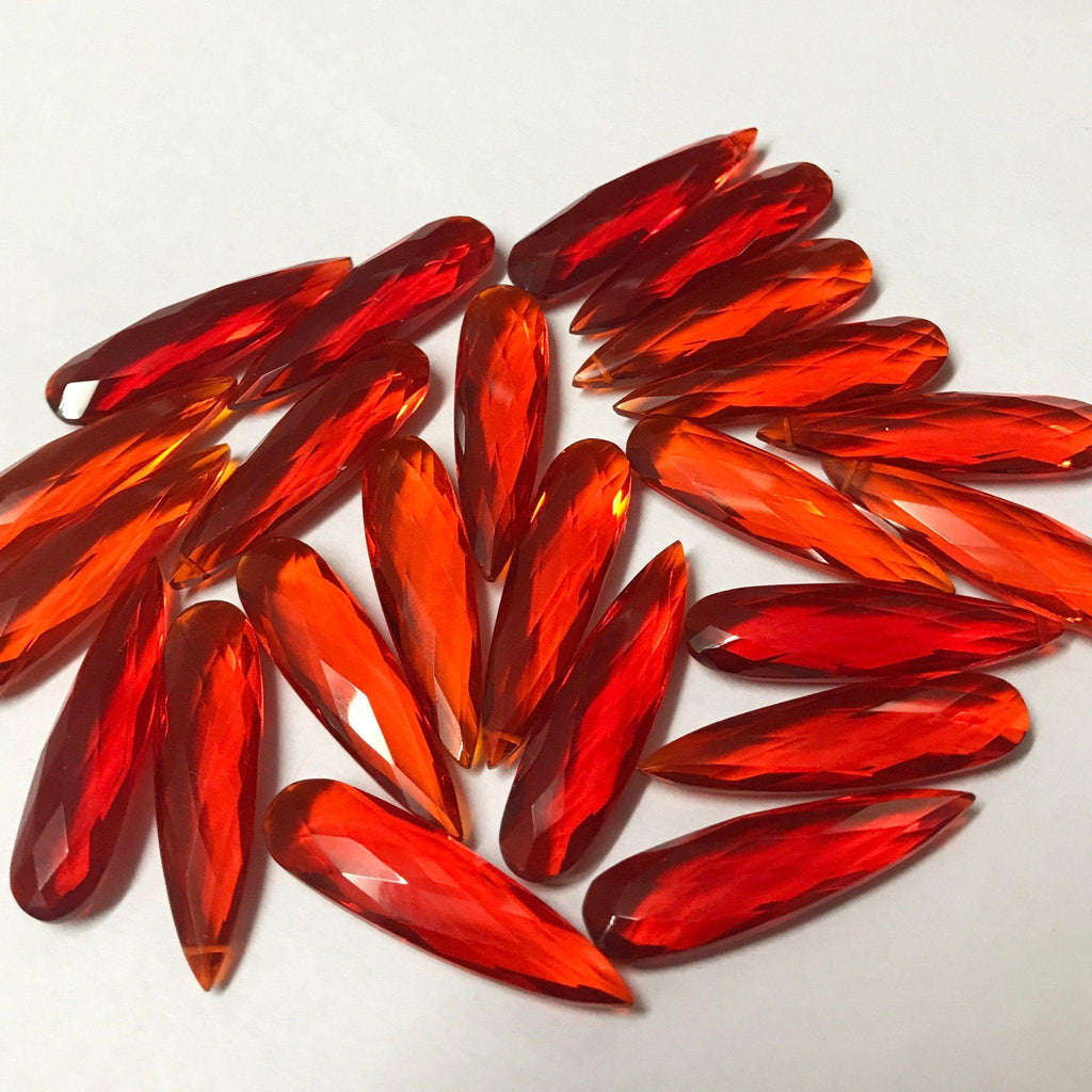 10pc 30x8mm Fire Mexican Opal Quartz Pear Long Drops Briolette Loose Beads - Jalvi & Co.