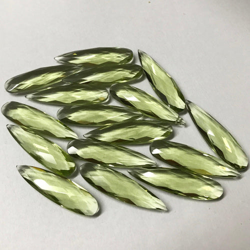 10pc 30x8mm Green Amethyst Quartz Pear Long Drops Briolette Loose Beads - Jalvi & Co.