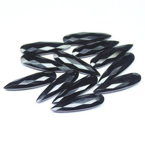 10pc 30x8mm Natural Black Onyx Faceted Pear Drops Briolette Matching Pair Beads - Jalvi & Co.