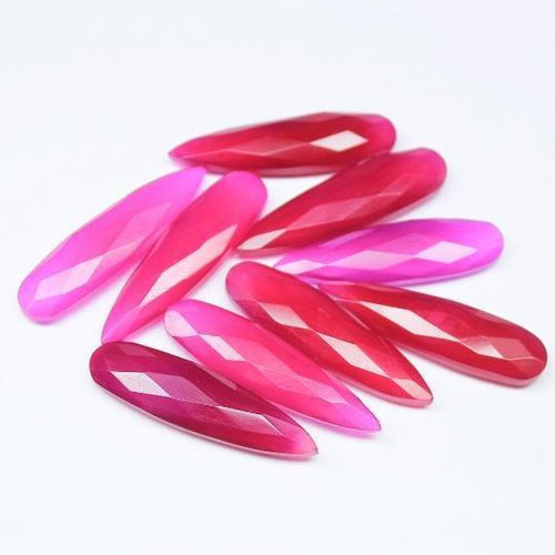 10pc 30x8mm Natural Pink Chalcedony Faceted Pear Drops Briolette Loose Beads - Jalvi & Co.