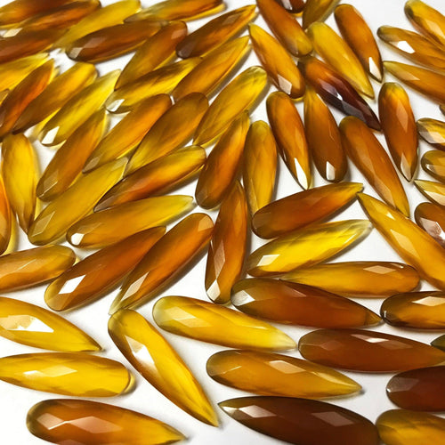 10pc 30x8mm Orange Chalcedony Faceted Pear Drop Briolette Beads Matching Pair - Jalvi & Co.