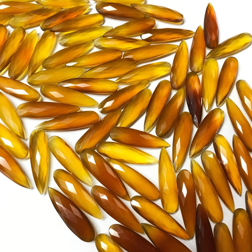 10pc 30x8mm Orange Chalcedony Faceted Pear Drop Briolette Beads Matching Pair - Jalvi & Co.