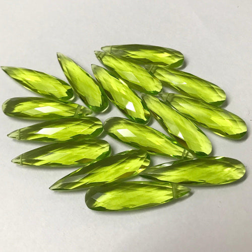 10pc 30x8mm Peridot Green Quartz Pear Long Drops Briolette Loose Beads - Jalvi & Co.