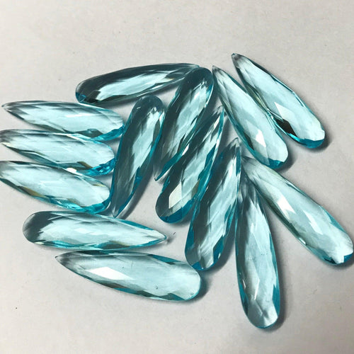 10pc 30x8mm Sky Blue Topaz Quartz Pear Long Drops Briolette Loose Beads - Jalvi & Co.