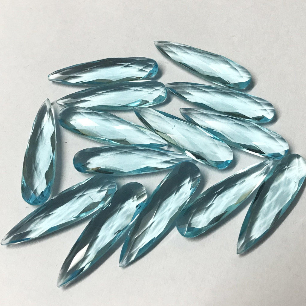 10pc 30x8mm Sky Blue Topaz Quartz Pear Long Drops Briolette Loose Beads - Jalvi & Co.