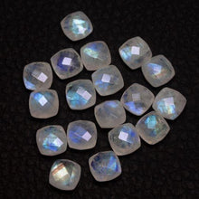 Load image into Gallery viewer, 10pc, 8mm, Blue Rainbow Moonstone Faceted Cushion Shape Briolettes, Moonstone Pair - Jalvi &amp; Co.
