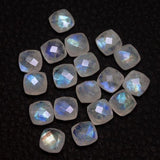 10pc, 8mm, Blue Rainbow Moonstone Faceted Cushion Shape Briolettes, Moonstone Pair