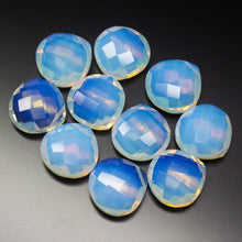 Load image into Gallery viewer, 10pc Finest Opal Blue Fire Quartz Faceted SIDE DRILLED Briolette Heart, 14mm - Jalvi &amp; Co.