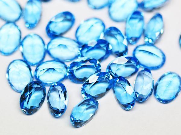 10Pc Sky Blue Topaz Faceted Oval Loose Stone 6X8mm - Jalvi & Co.