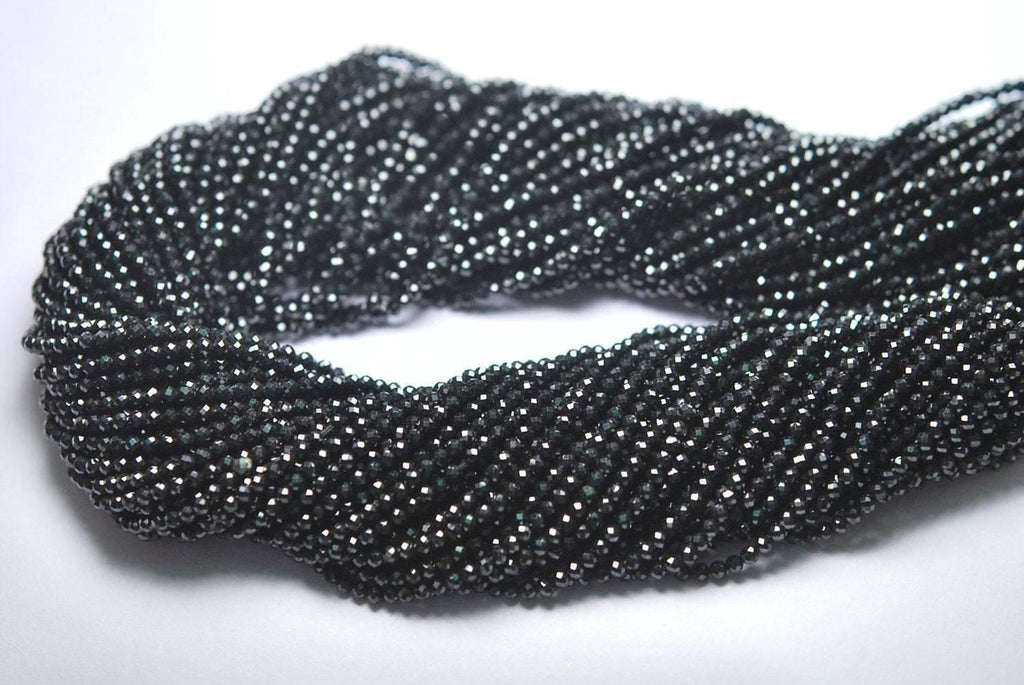 10X13 Inch Strand Black Spinel Machine Cut Quality, Finest Quality Micro Faceted Rondelle, 2.25mm - Jalvi & Co.