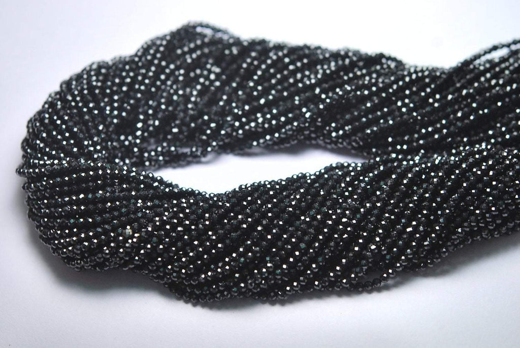 10X13 Inch Strand Black Spinel Machine Cut Quality, Finest Quality Micro Faceted Rondelle, 2.25mm - Jalvi & Co.