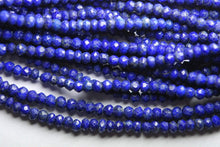 Load image into Gallery viewer, 10X14 Inch Long Strand-Super-AAA Quality, Lapis Lazuli Micro Faceted Roundels, 4mm Size - Jalvi &amp; Co.