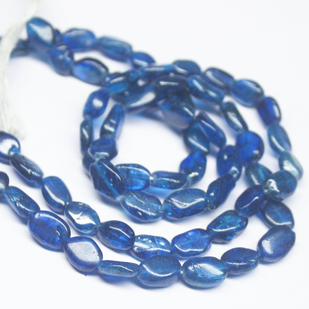 11.5 inch, 8mm 9mm, Neon Blue Apatite Smooth Oval Beads, Apatite Beads - Jalvi & Co.