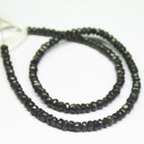 11 inch, 4mm, Black Onyx Faceted Rondelle Shape Gemstone Beads, Onyx Beads