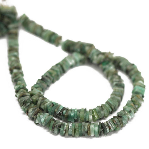 11 inch, 4mm, Natural Green Emerald Smooth Cube Square Heishi Loose Beads - Jalvi & Co.