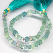 Load image into Gallery viewer, 11 inches, 5mm 6mm, Natural Multi Fluorite Smooth 3D Cube Box Beads, Fluorite Beads - Jalvi &amp; Co.