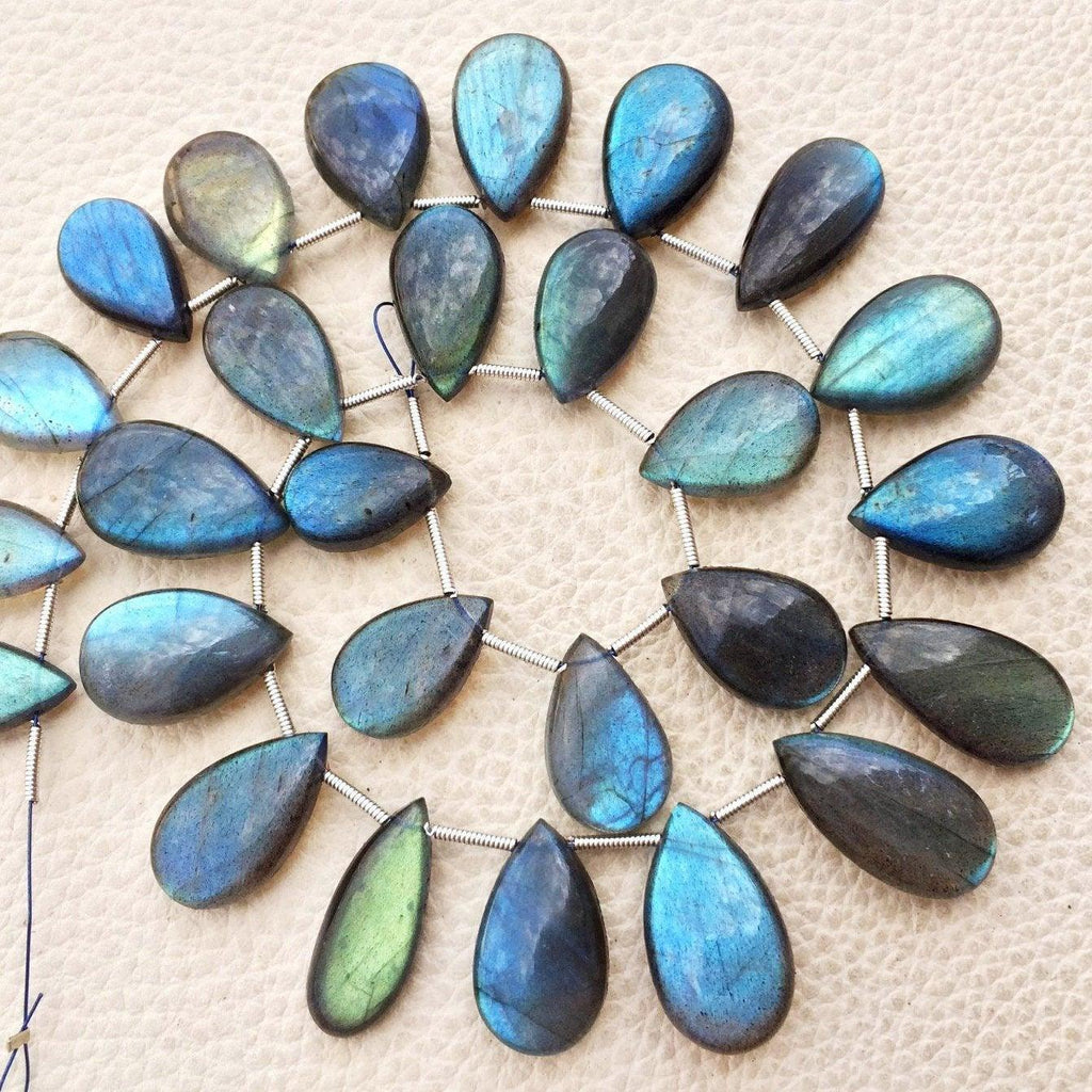 11 pcs, Labradorite Smooth Pear Briolette Shape Gemstone Beads, Labradorite Beads, 14-18mm - Jalvi & Co.