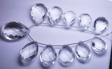 Load image into Gallery viewer, 11 Pcs,New Rock Crystal Quartz Faceted Pear Shape Briolettes, 14-18mm Long, - Jalvi &amp; Co.