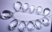 Load image into Gallery viewer, 11 Pcs,New Rock Crystal Quartz Faceted Pear Shape Briolettes, 14-18mm Long, - Jalvi &amp; Co.